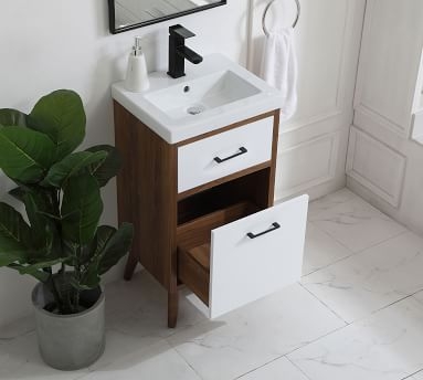 Franca Single Sink Vanity Cabinet, 1 Drawer, Walnut Brown, 18" - Image 3