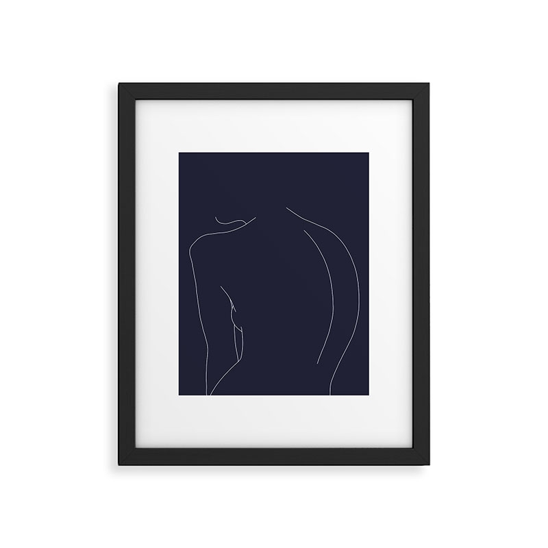 Womans Back Line by The Colour Study, Modern Framed Art Print, Black, 20" x 16" - Image 0