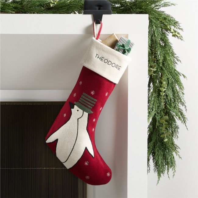 Arctic Friends Penguin Wool Christmas Stocking by Joan Anderson - Image 0