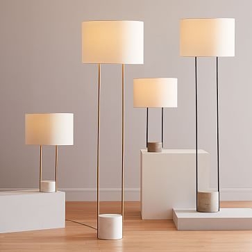 Industrial Outline Floor Lamp Marble White Linen (67") - Image 3
