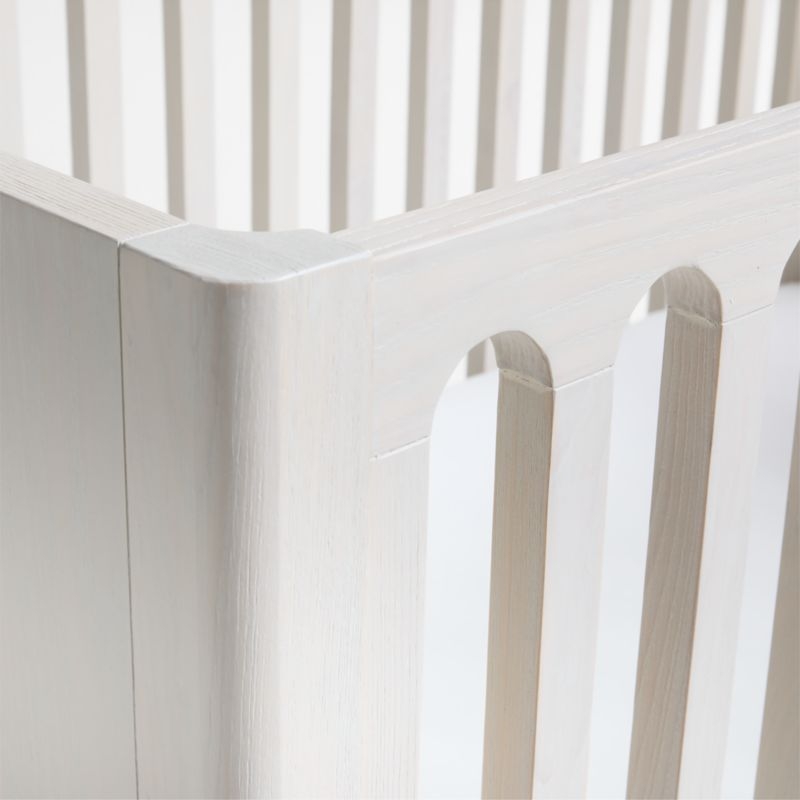 Archie Whitewashed Ash Wood Convertible Baby Crib - Image 5