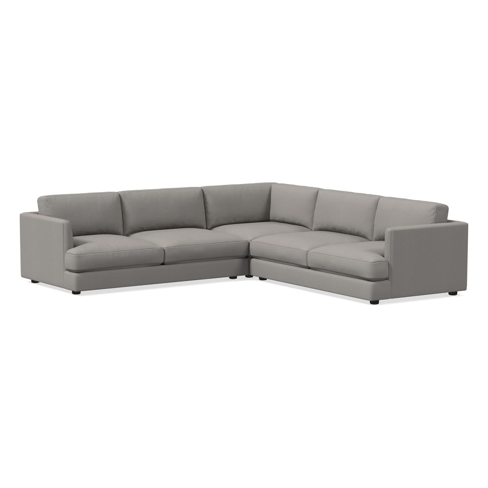 Haven 106" Multi Seat 3-Piece L-Shaped Sectional, Standard Depth, Yarn Dyed Linen Weave, Pearl Gray - Image 0