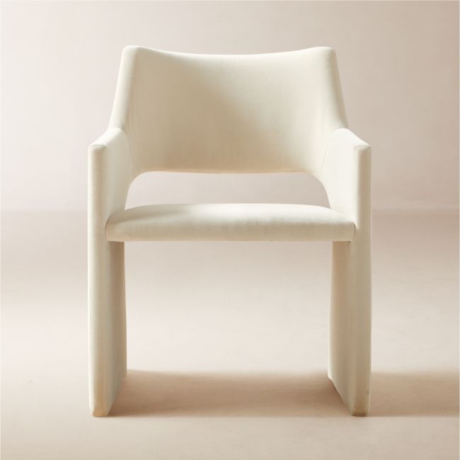 Foley Snow White Performance Velvet Dining Armchairs Set of 4 - Image 0