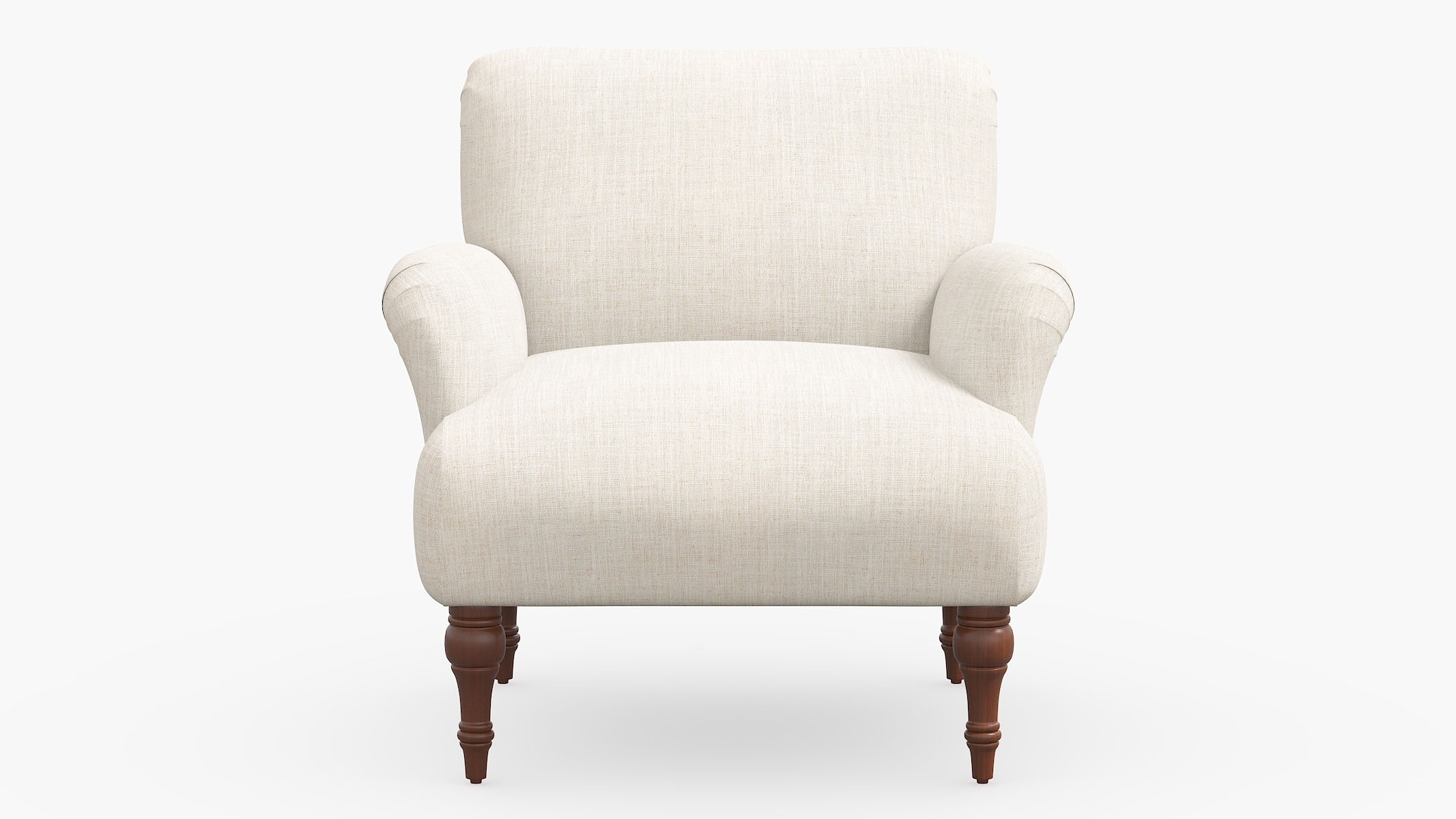 Traditional Accent Chair, Talc Everyday Linen, Espresso - Image 1