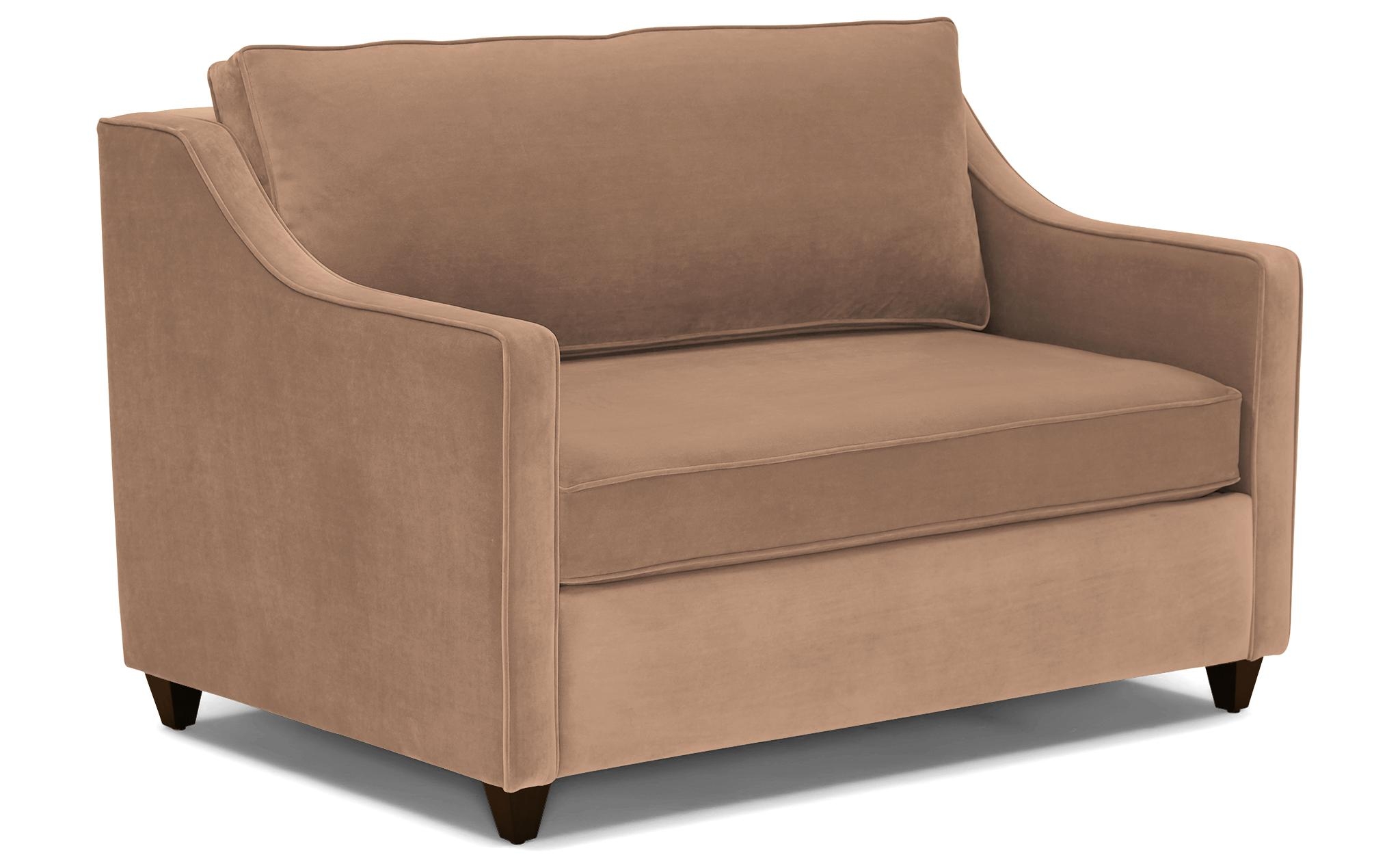 Pink Brooks Mid Century Modern Twin Sleeper Sofa - Royale Blush - Mocha - Image 1