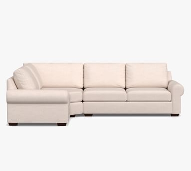 Big Sur Roll Arm Upholstered Left Arm 3-Piece Wedge Sectional with Bench Cushion, Down Blend Wrapped Cushions, Basketweave Slub Ivory - Image 1