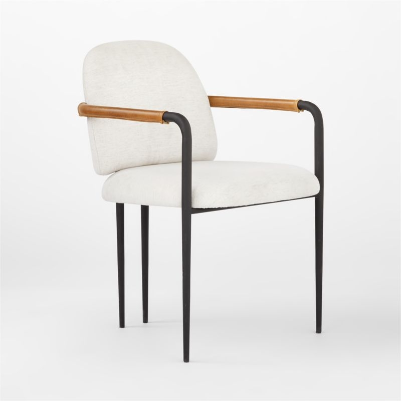 Avont Upholstered White Performance Fabric Metal Dining Armchair Set of 4 - Image 7