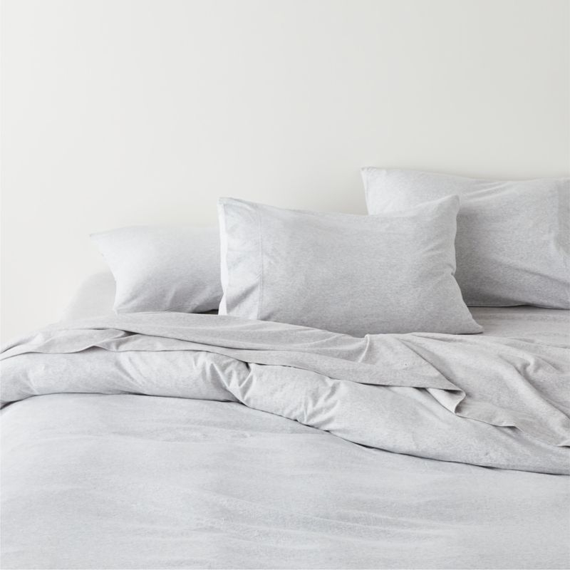 Cozysoft Organic Cotton Jersey Light Grey King Pillow Sham - Image 2