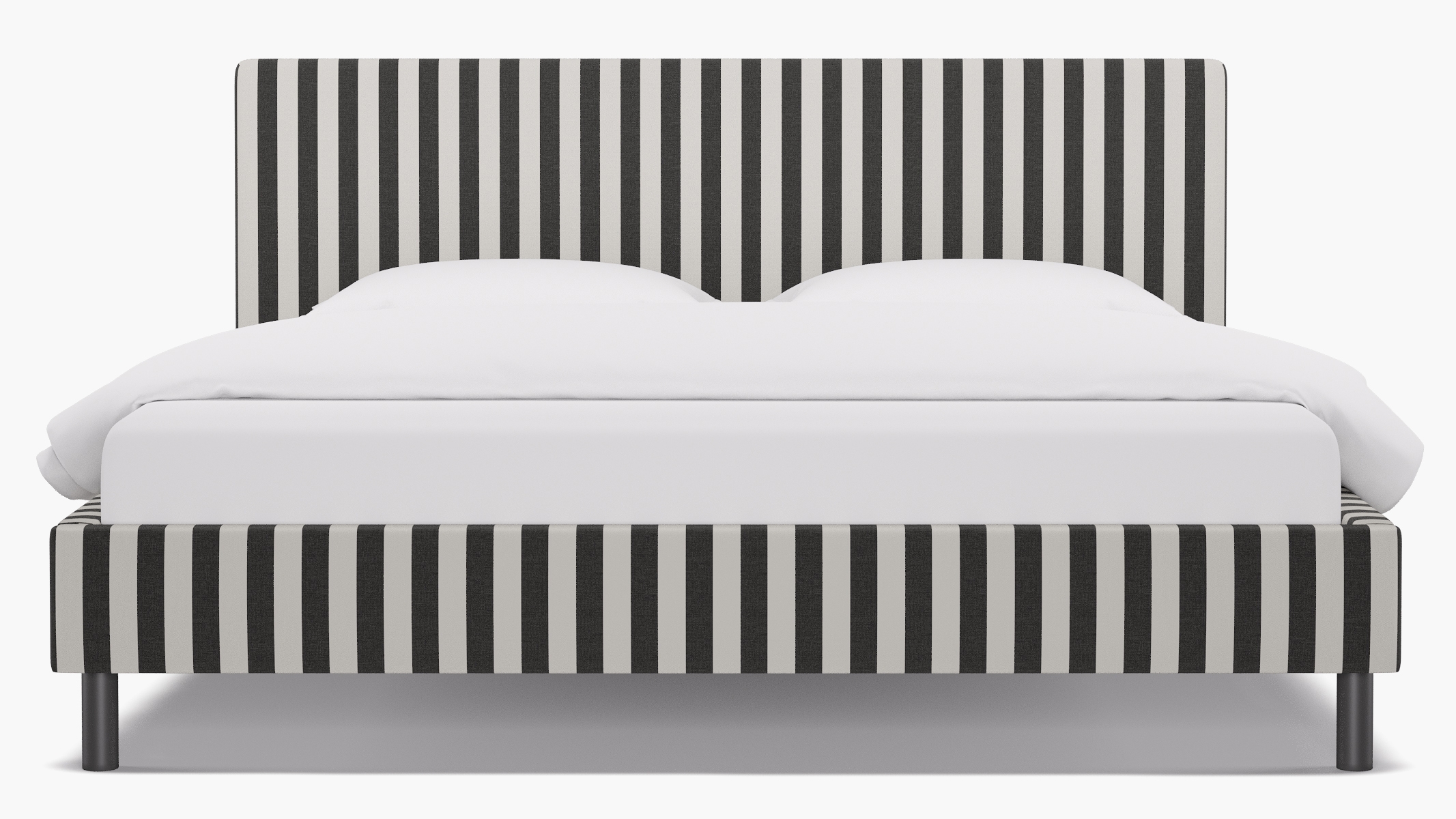 Tailored Platform Bed, Ink Cabana Stripe, King - Image 0