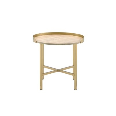 Mithea 22 "Coffee Table, Side Table, Oak Table And Gold Finish - Image 0
