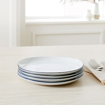 Organic Rimmed Salad Plate, Set of 4, True Blue Rim - Image 0