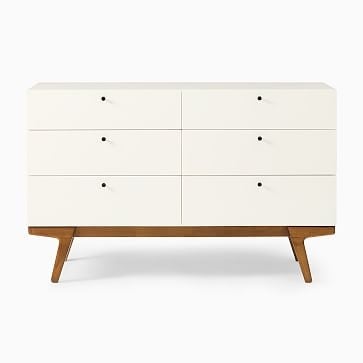 Modern 6-Drawer Dresser, White/Pecan, WE Kids - Image 3