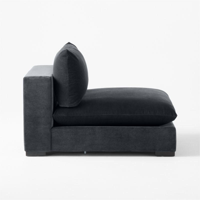 Deseo Charcoal Grey Performance Velvet Deep Depth Armless Chair - Image 3