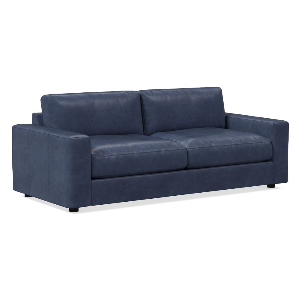Urban 85" Sofa, Poly Fill, Ludlow Leather, Navy - Image 0