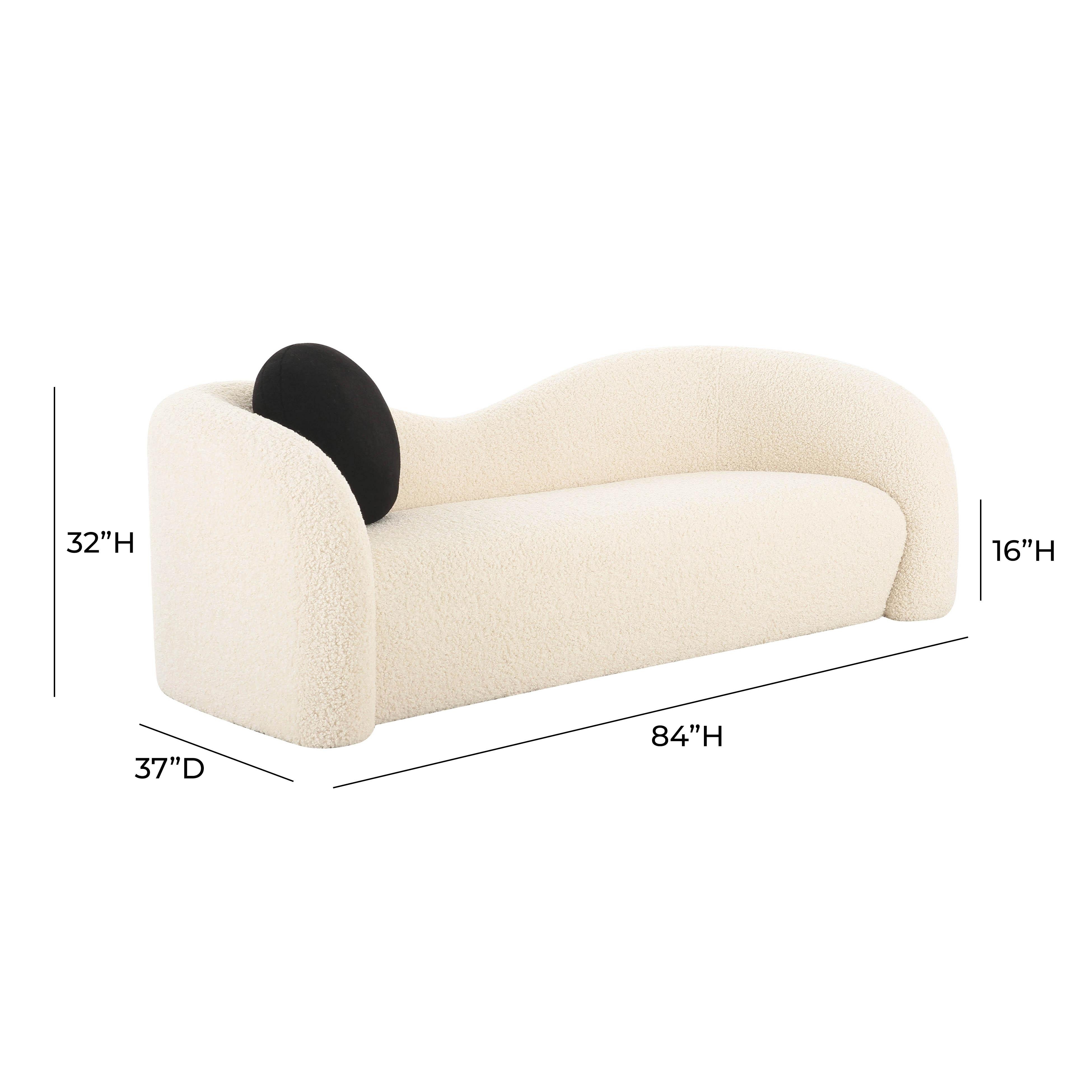 Leonie Beige Faux Shearling 84 inch Sofa - Image 5
