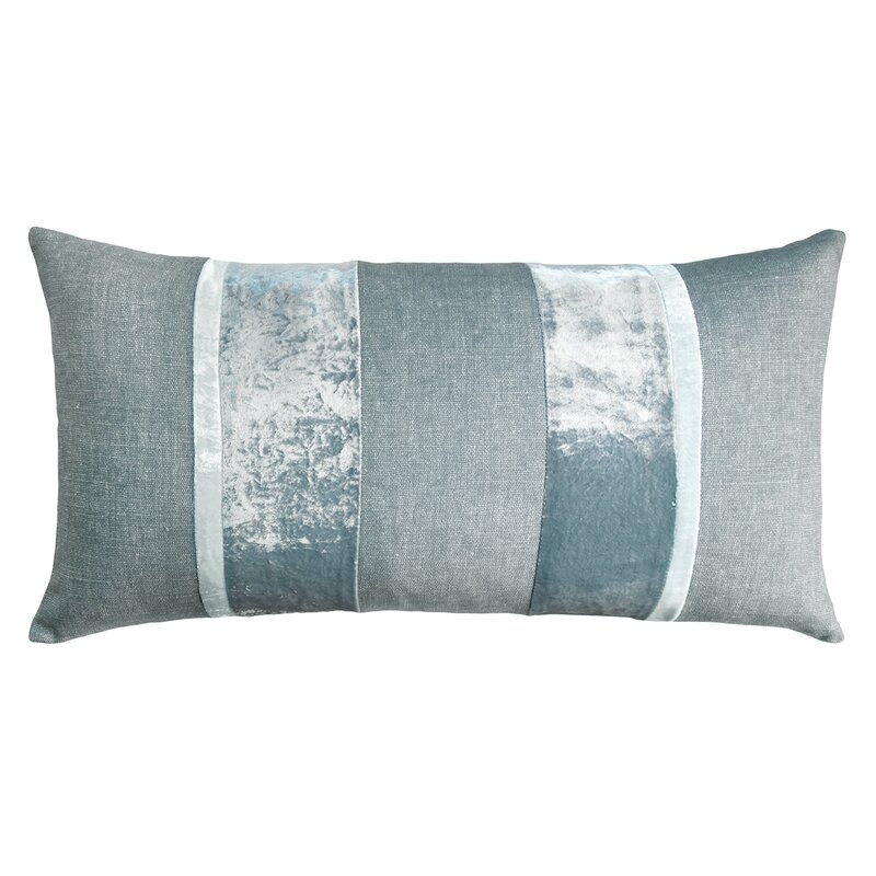 Kevin O'Brien Studio Linen Stripe Oblong Pillow Color: Sage White - Image 0