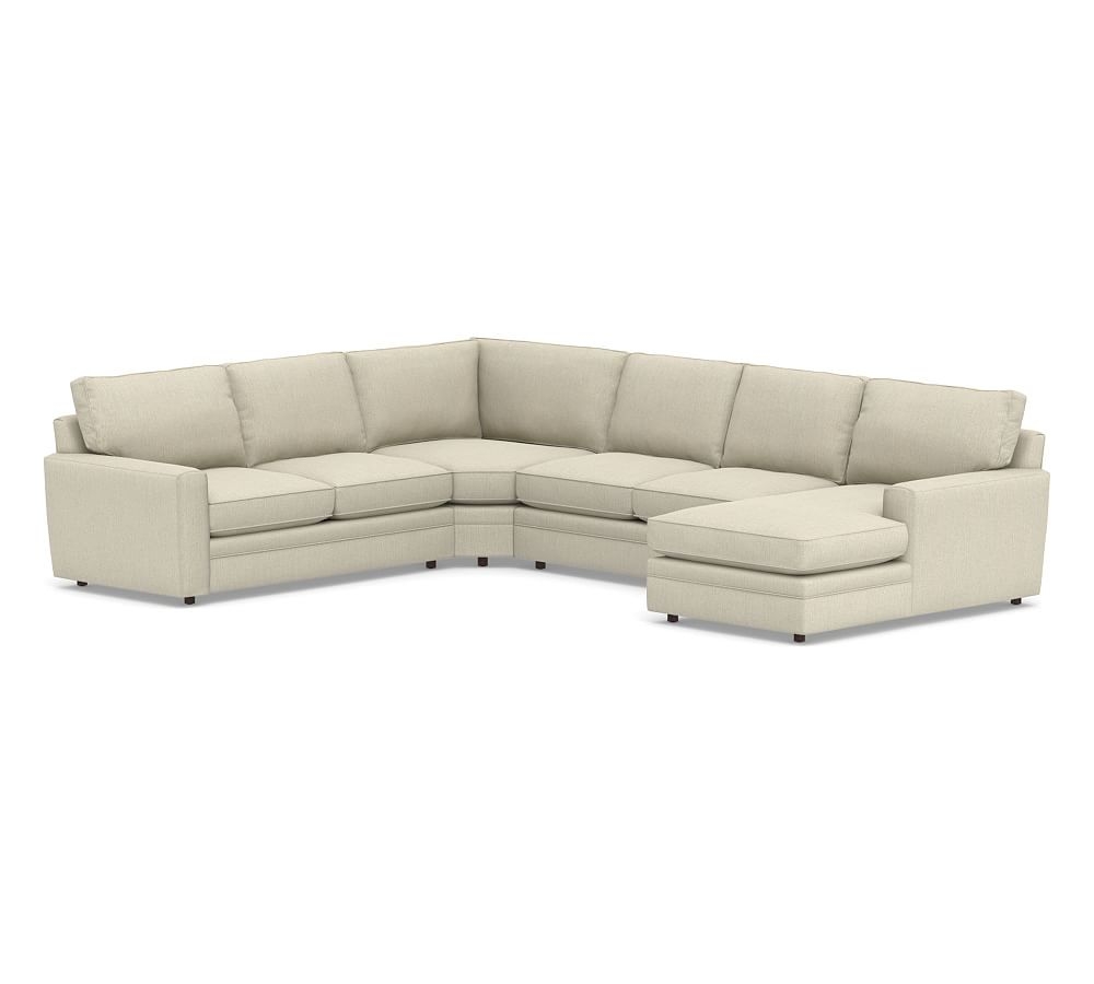Pearce Square Arm Upholstered Left Arm 4-Piece Wedge Sectional, Down Blend Wrapped Cushions, Chenille Basketweave Oatmeal - Image 0