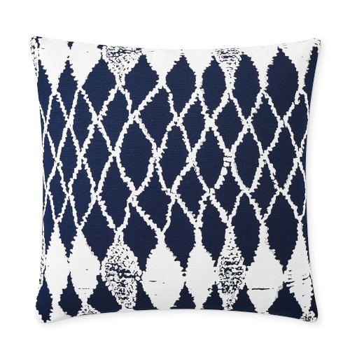 Perennials Moroccan Diamond Woven Melange Outdoor Pillow, 22" x 22", Navy - Image 0