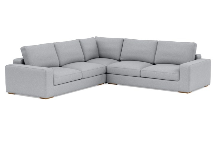Ainsley Corner Sectional with Grey Gris Fabric, standard down blend cushions, and Natural Oak legs - Image 1