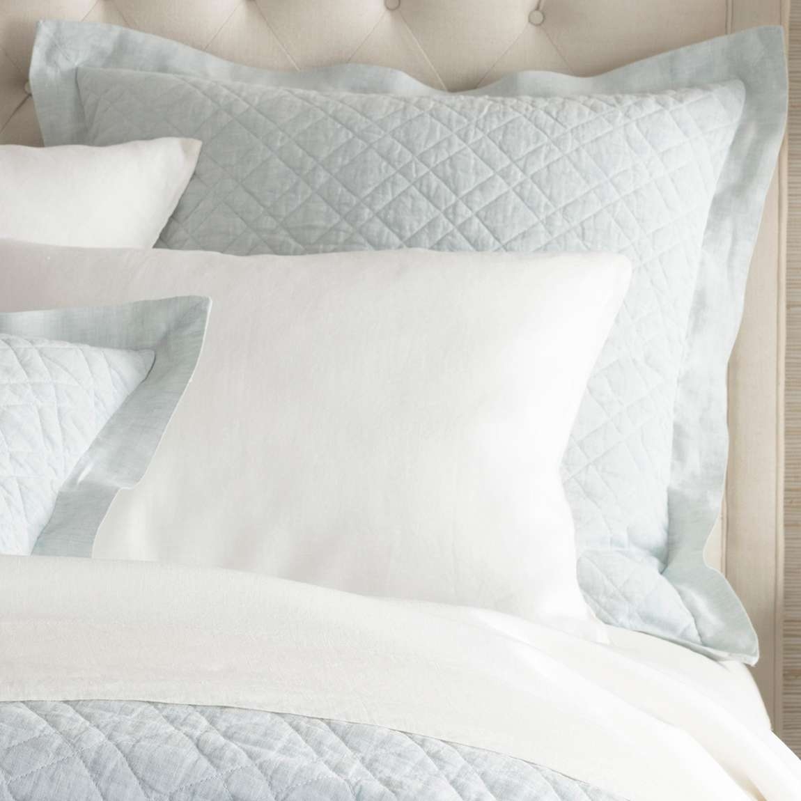 Washed Linen Sky Quilted Sham - Image 0