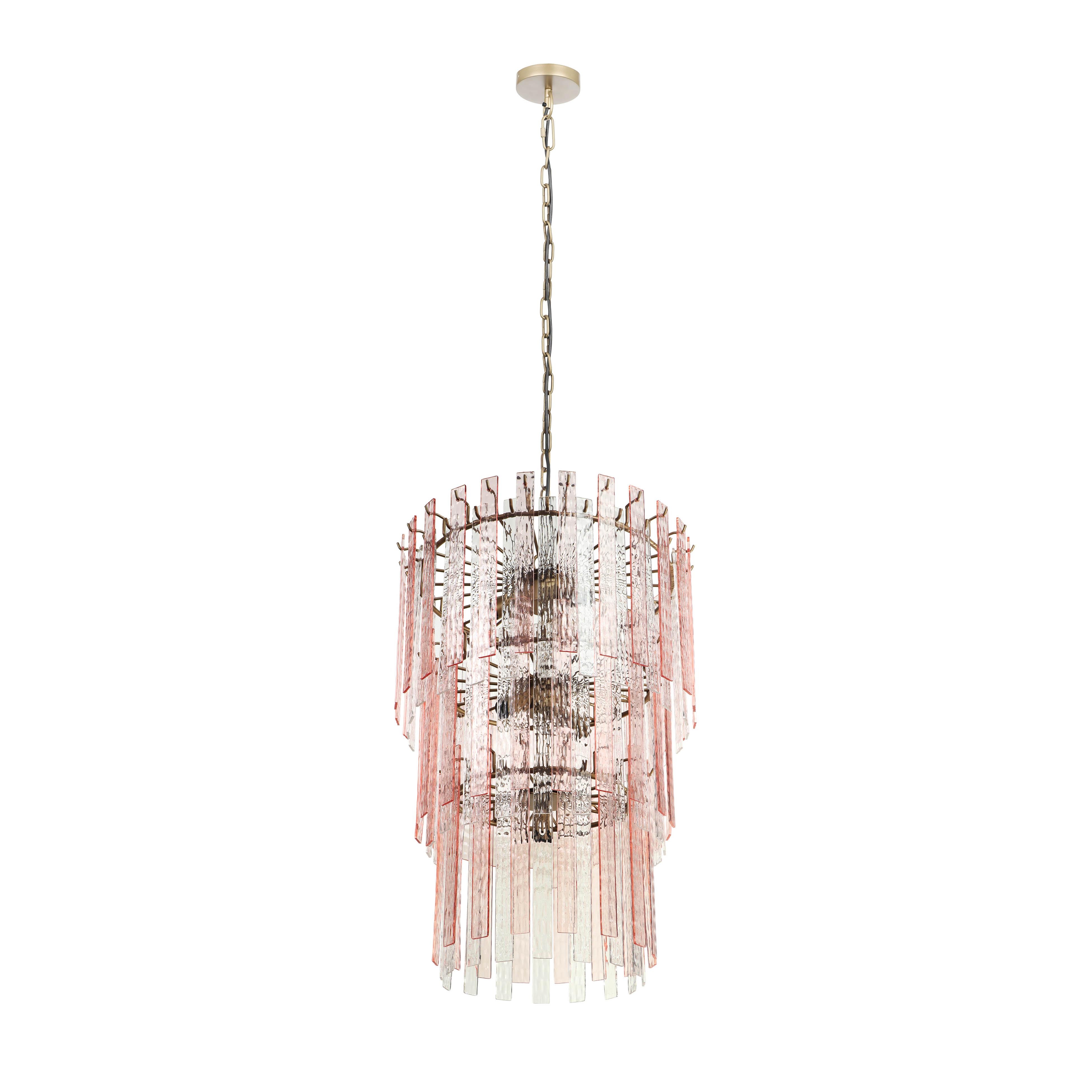 Hampshire Pink Acrylic 3-Tier Chandelier - Image 1