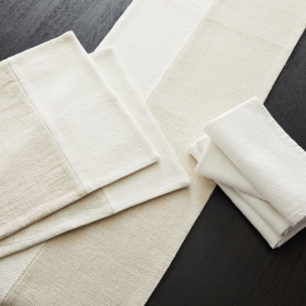 Cotton Canvas Table Linens, Stone White - Image 0