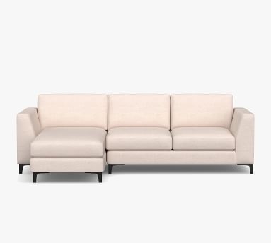 Ansel Upholstered Right Arm Loveseat with Chaise Sectional, Polyester Wrapped Cushions, Performance Heathered Basketweave Navy - Image 3