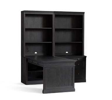 Livingston Peninsula Desk with 70" Bookcase Suite, Dusty Charcoal - Image 1