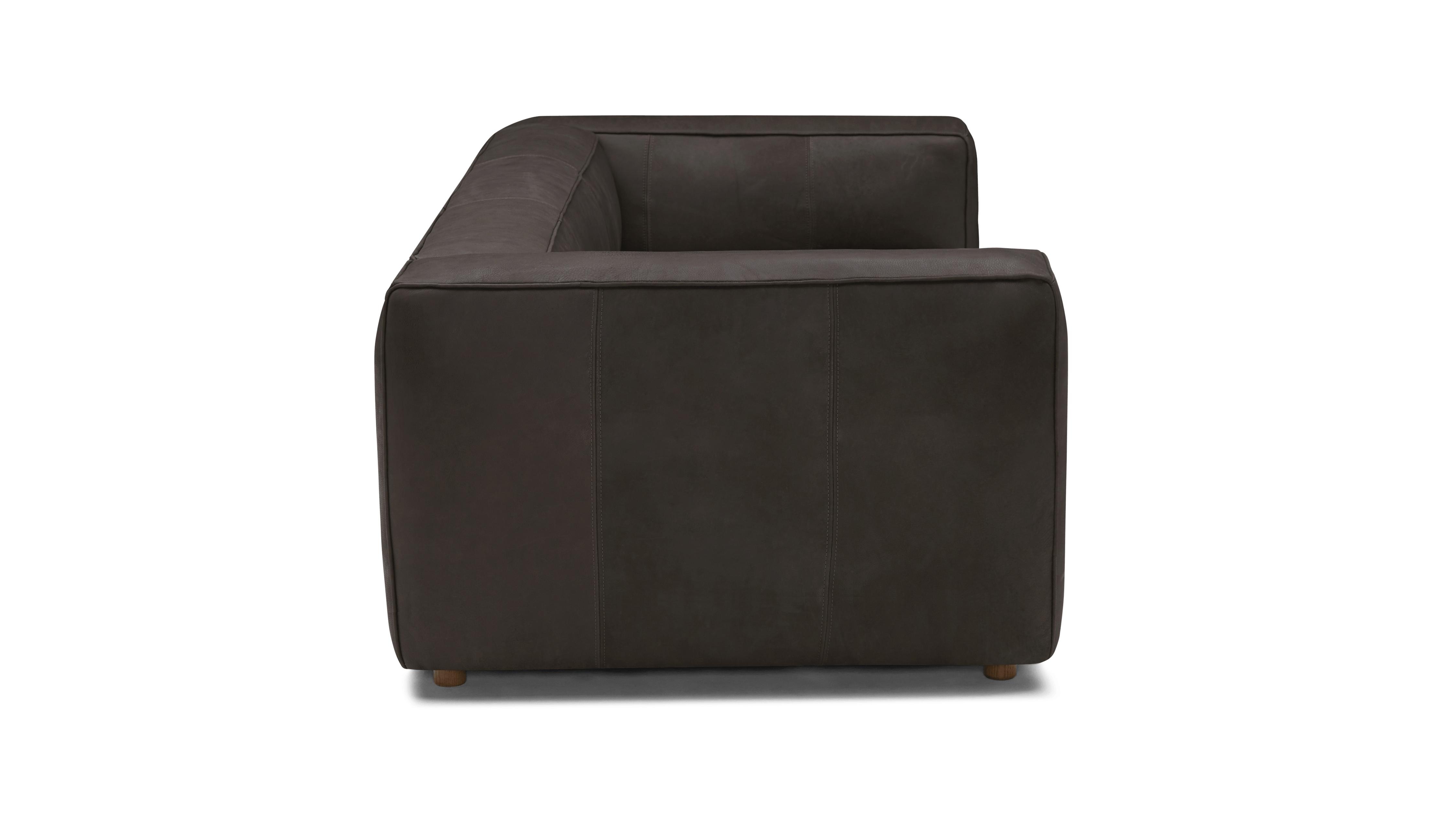 Brown Jaxon Mid Century Modern Leather Sofa - Toledo Graphite - Image 2