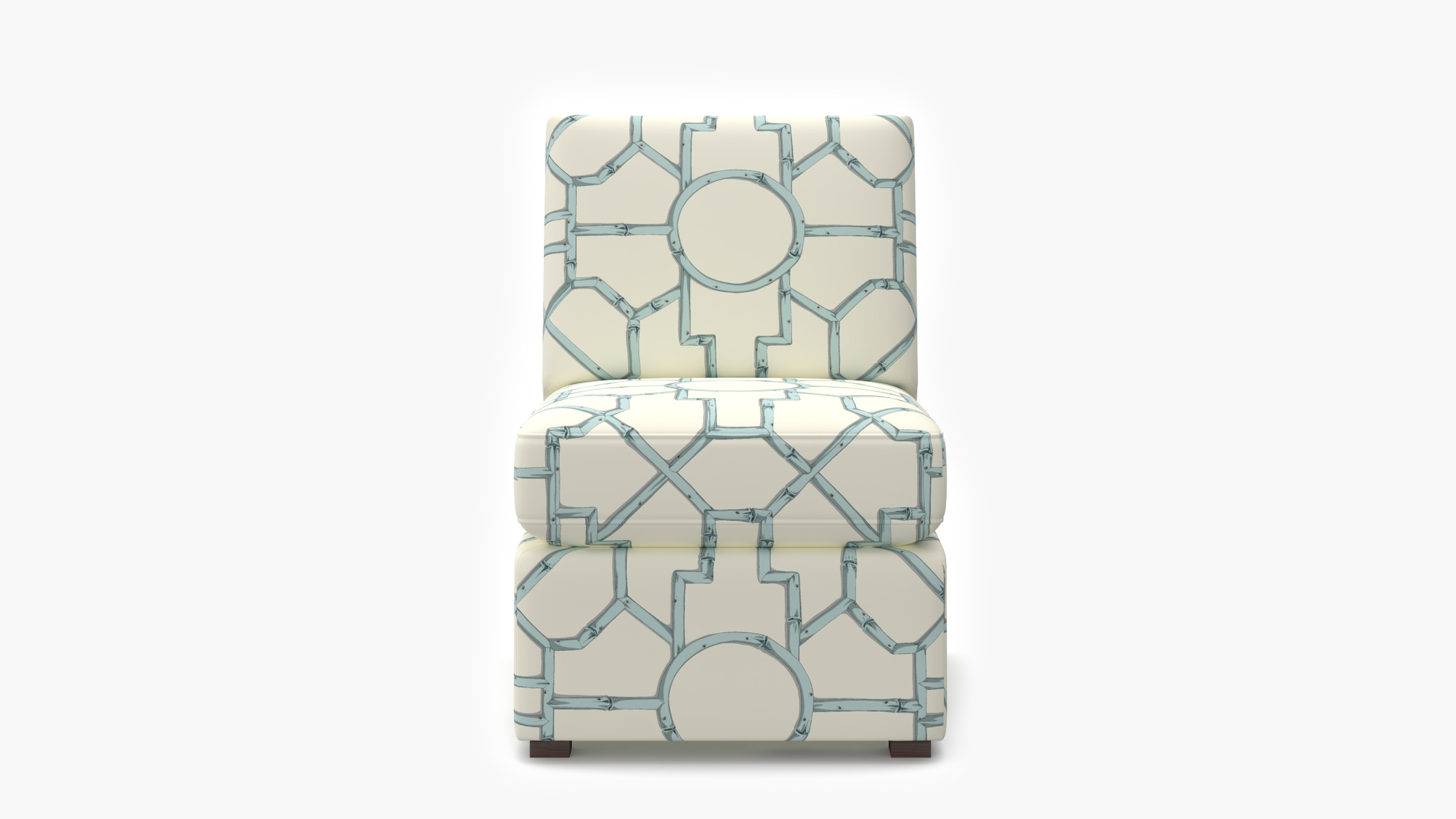 Classic Slipper Chair, Blue Baldwin Bamboo - Image 0