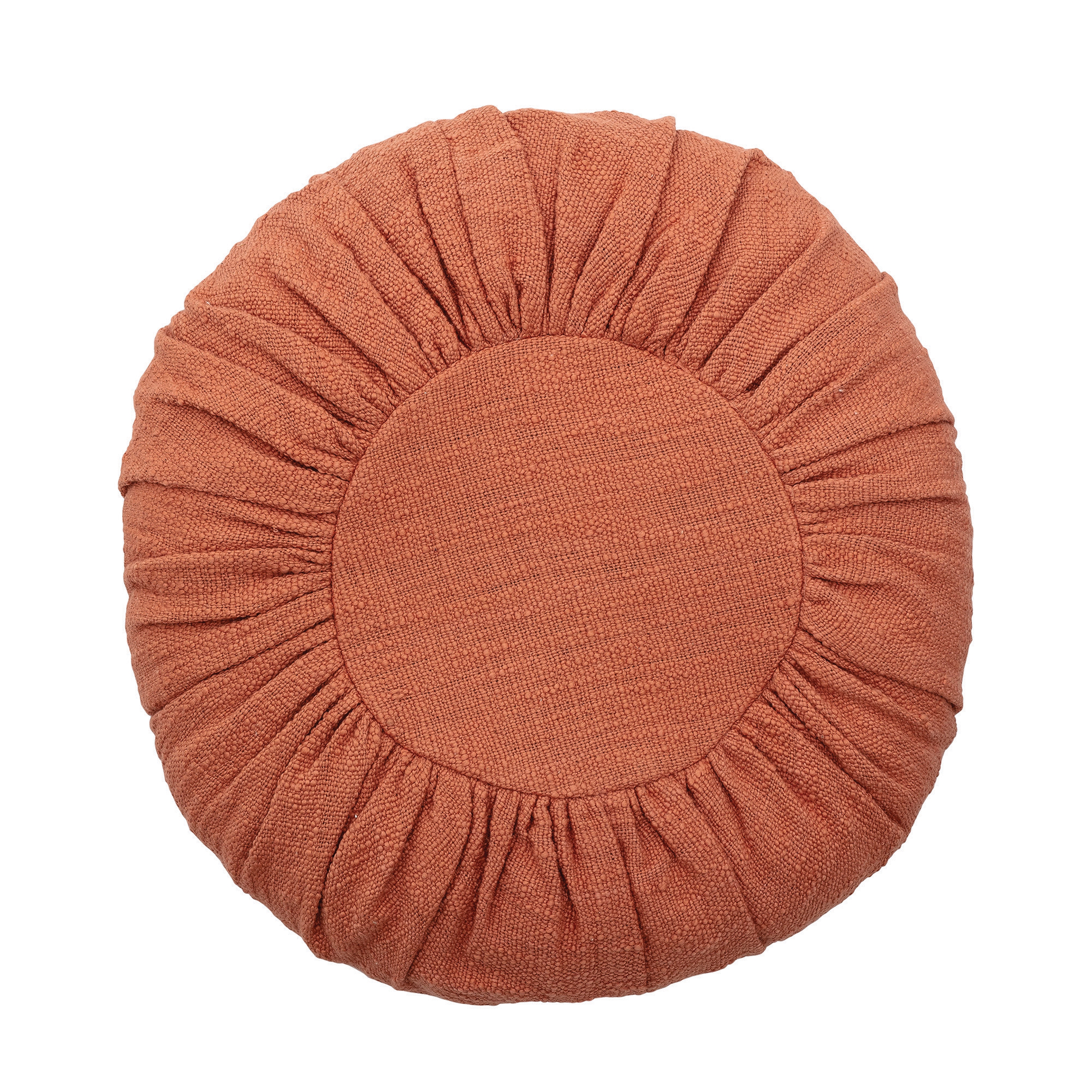18" Round Cotton Pillow with Gathered Design - Image 0