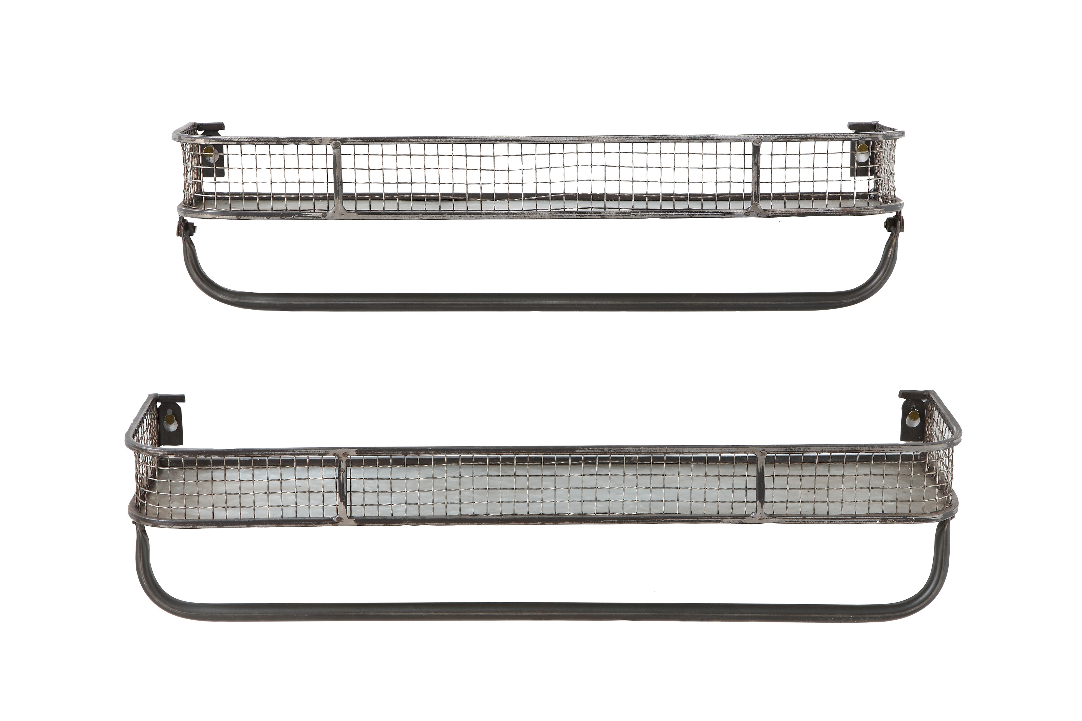 Metal Wall Shelves with Hanging Bar (Set of 2 Sizes) - Image 0
