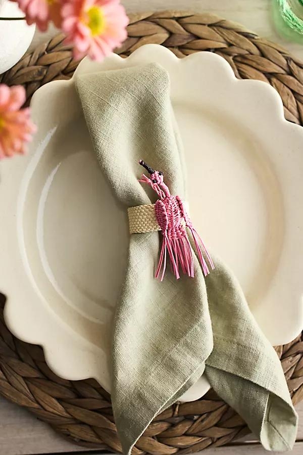 Flamingo Woven Palm Napkin Rings, Set of 4 - Image 0