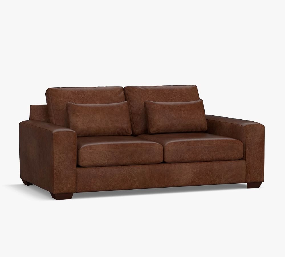 Big Sur Square Arm Leather Deep Seat Grand Sofa, Polyester Wrapped Cushions, Nubuck Coffee - Image 0
