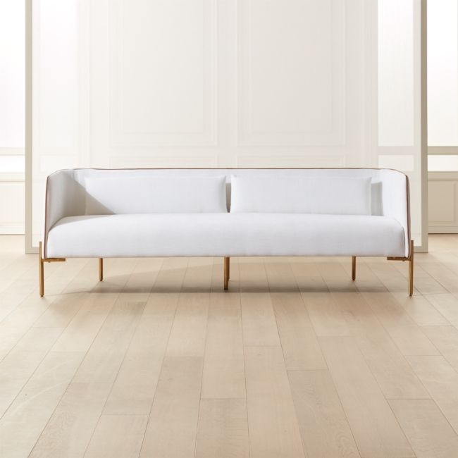 Colette White Sofa with Faux Leather Piping - Image 0