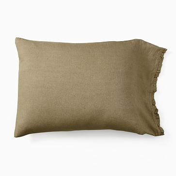 Euro Linen Ruffle Standard Pillowcase, Cedar - Image 0