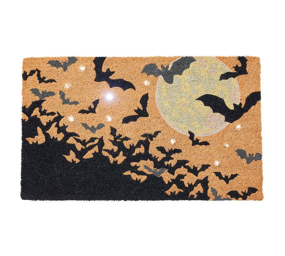 Bats Light Up Doormat , 18 x 30", Black Multi - Image 0