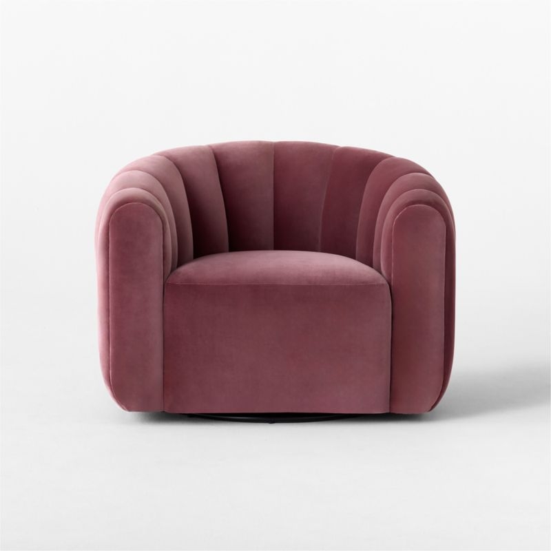 Fitz Channeled Rose Velvet Swivel Chair - Image 1