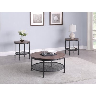 Keriann Weathered Brown And Black 3-Piece Round Occasional Set - Image 0