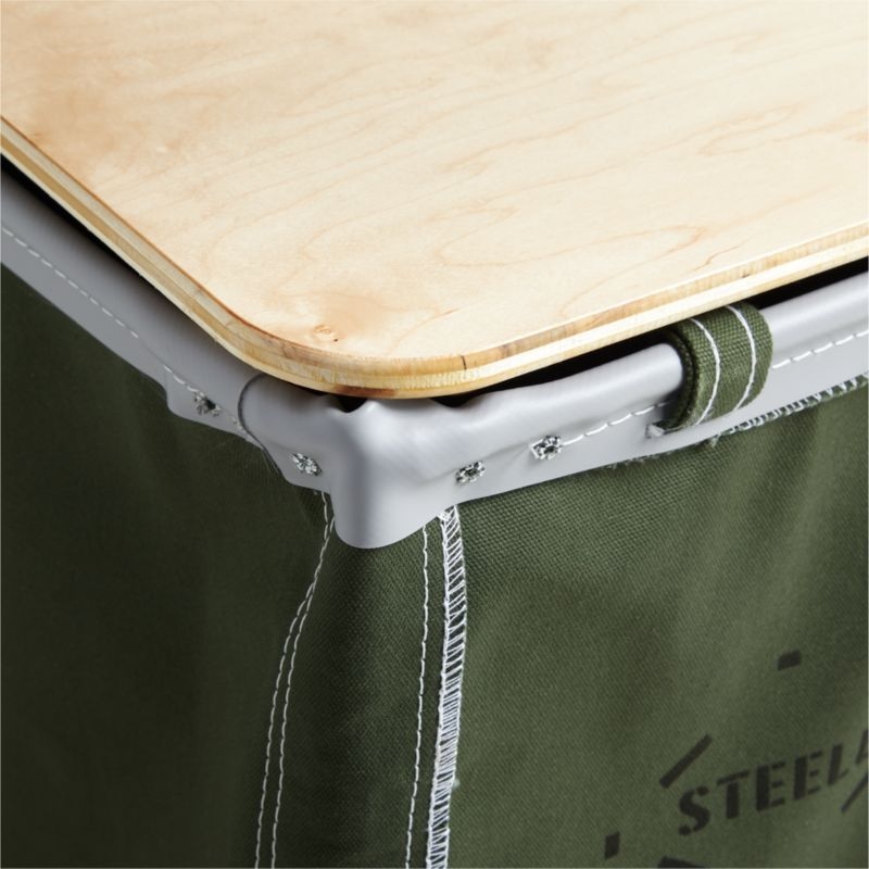 Steele ® Canvas 2.5-Bushel Vertical Rolling Laundry Hamper with Wood Lid - Image 7