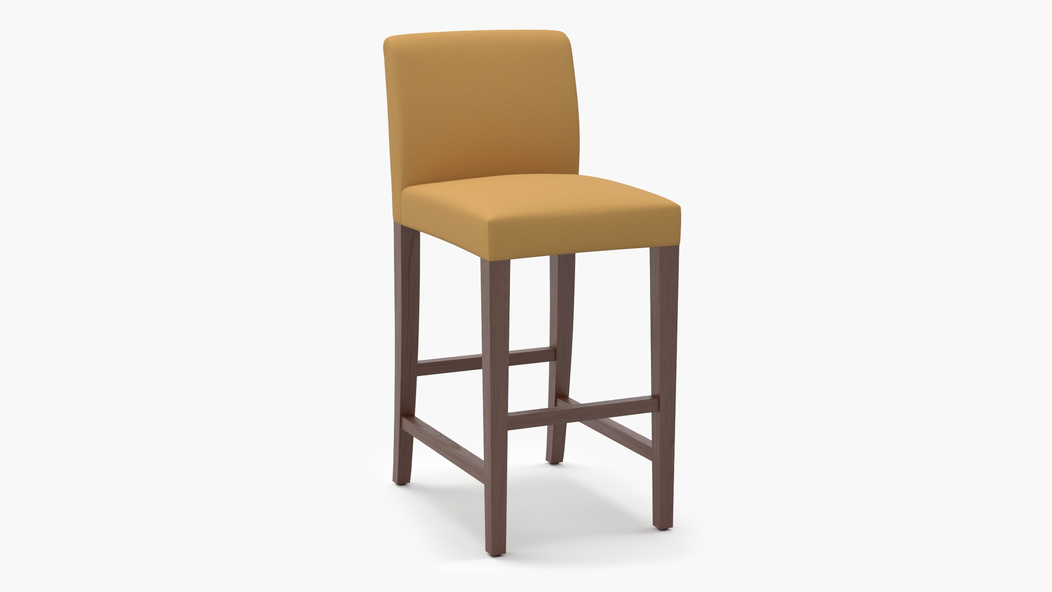 Signature Dining Bar Stool, French Yellow Everyday Linen, Walnut Square Tapered Leg - Image 1
