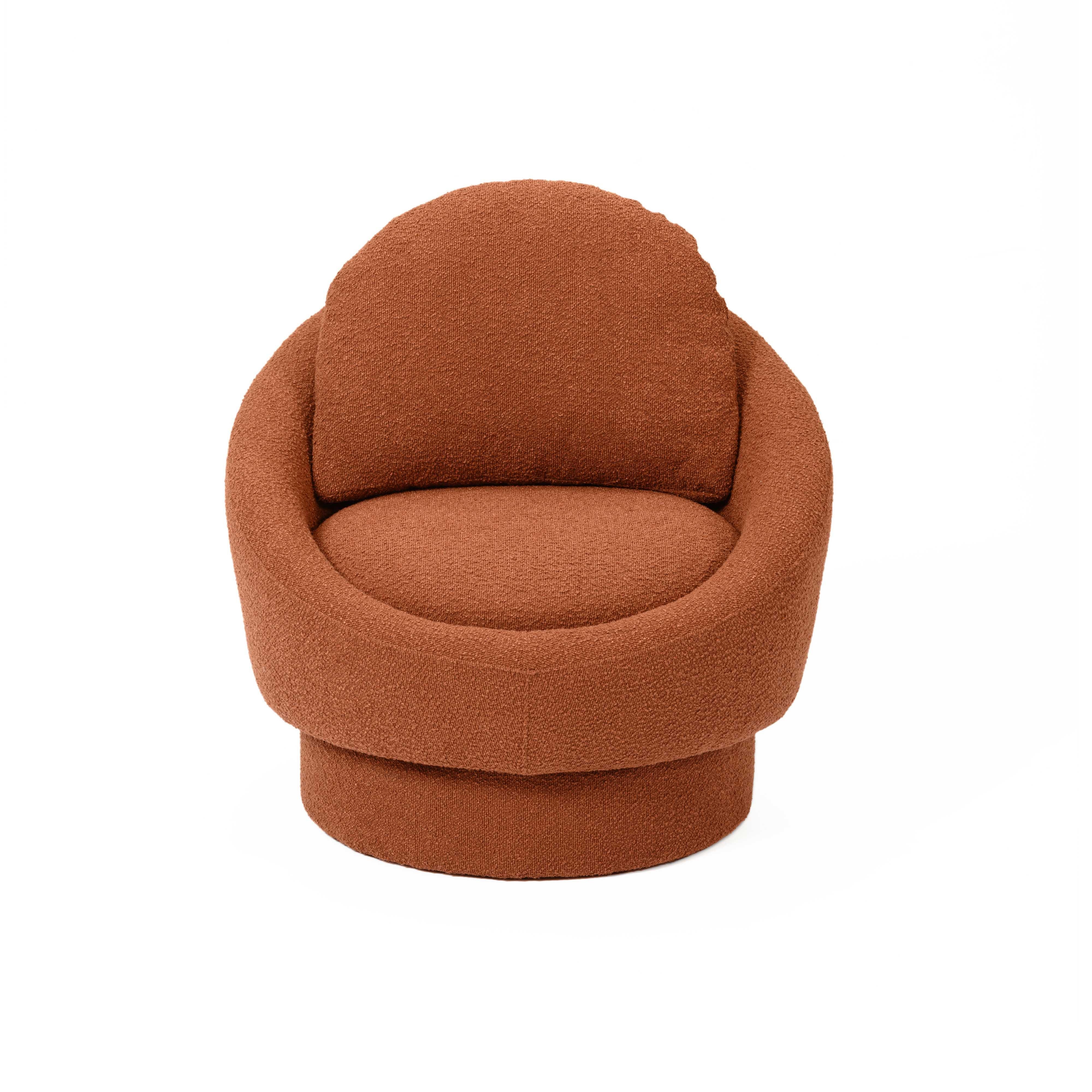 Sammy Saffron Red Boucle Swivel Lounge Chair - Image 1