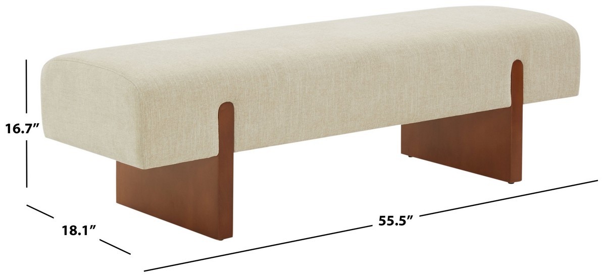 Kandiss Linen Bench - Beige / Brown - Image 5