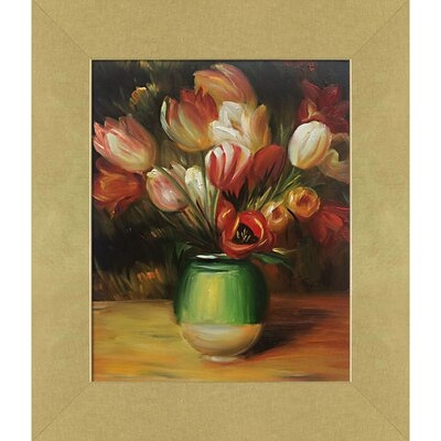 'Tulips in a Vase' by Pierre-Auguste Renoir - Picture Frame Oil Painting Print on Canvas - Image 0