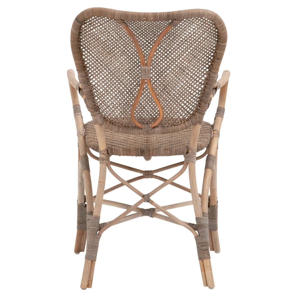 Lisa Coastal Beach Matte Grey Rattan Dining Arm Chair - Image 4