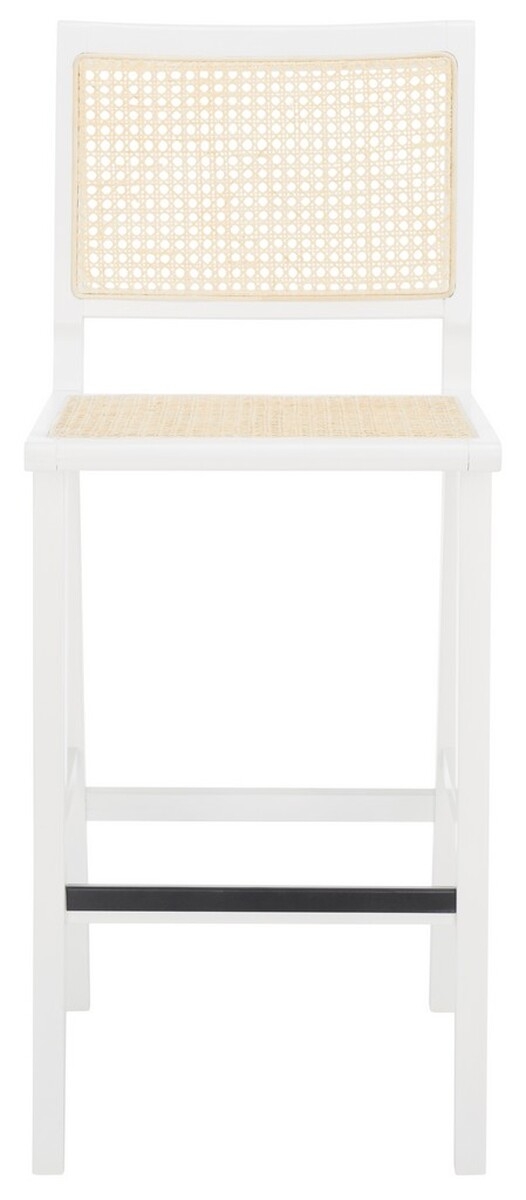 Hattie French Cane Barstool - White/Natural - Image 0