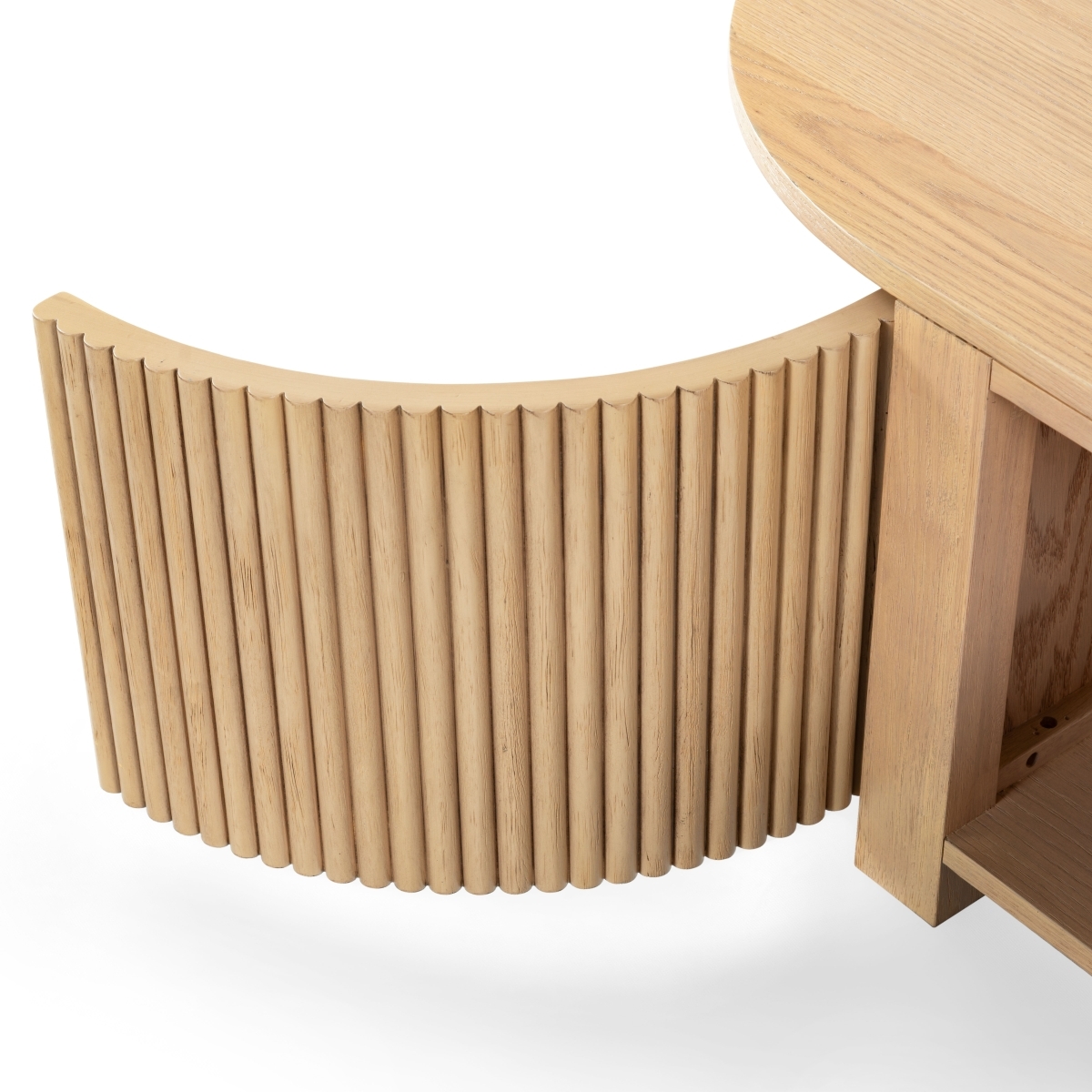 Shelbie Reeded Oval Coffee Table - Oak - Image 6