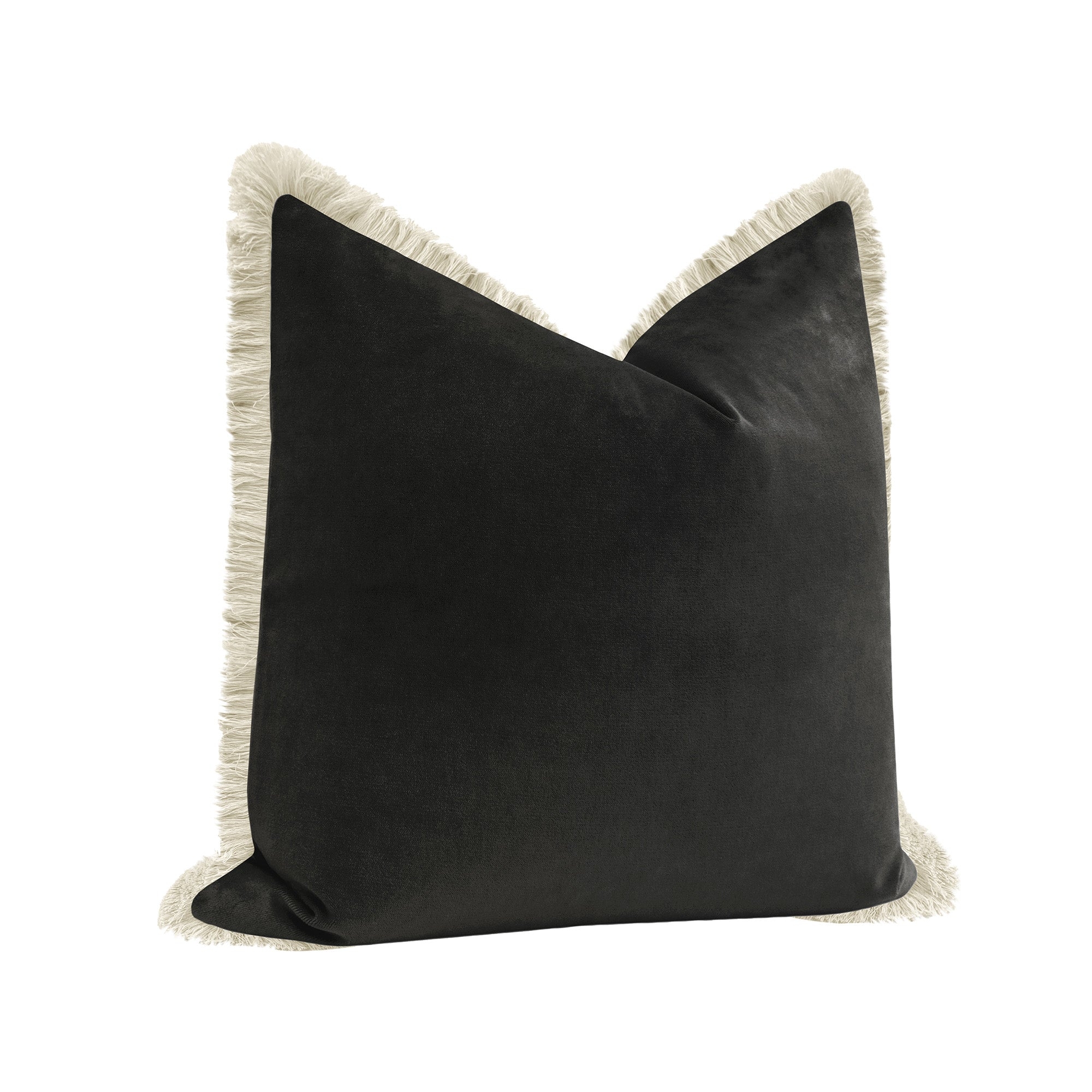 SOCIETY VELVET // GRAPHITE + FRINGE - 22" X 22" / Bone Fringe - Image 3