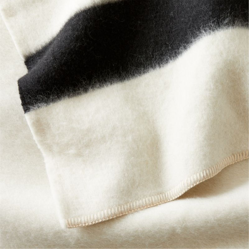 Siempre Ivory and Black Stripe Alpaca Full/Queen Blanket - Image 2