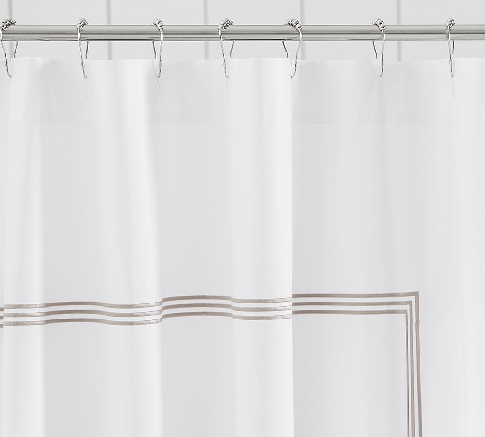 Grand Embroidered Organic Shower Curtain, 72", Black - Image 1